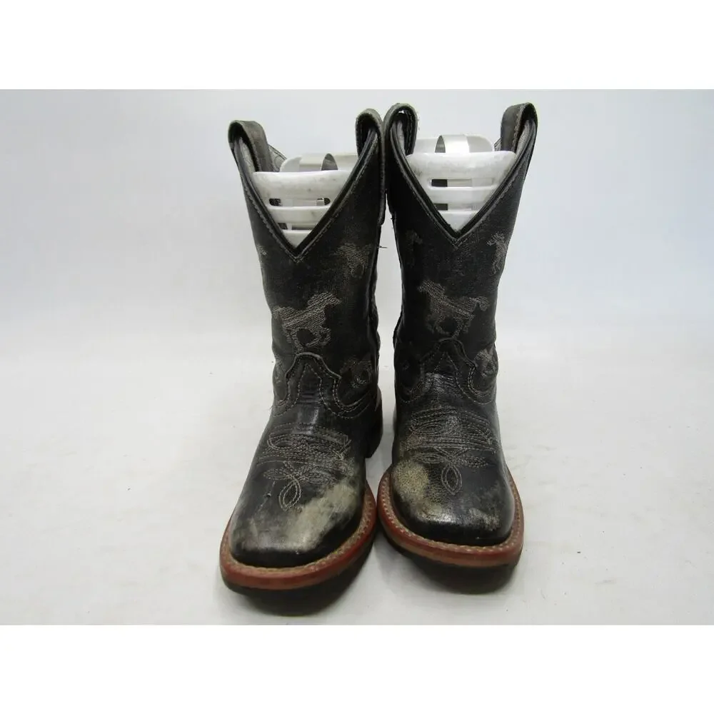 Smoky Mountain Little Kids Youth Size 10 R Black Western Cowboy Boots